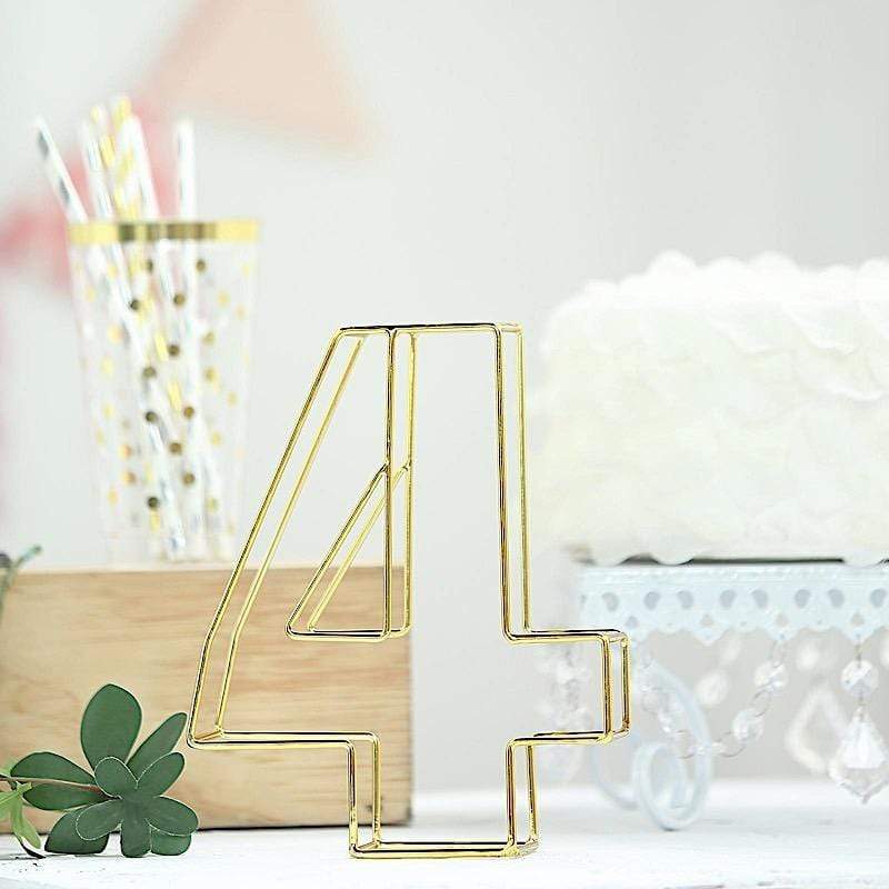 8" tall 3D Metal Wire Gold Number Signs