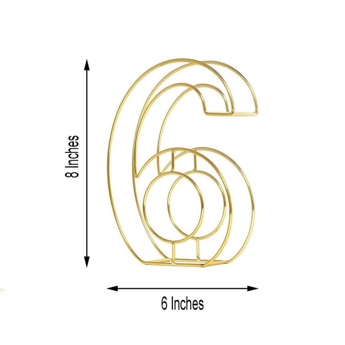 8" tall 3D Metal Wire Gold Number Signs