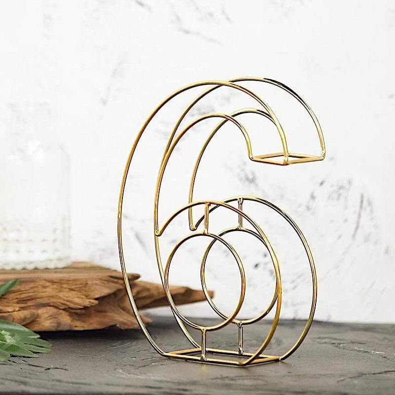 8" tall 3D Metal Wire Gold Number Signs