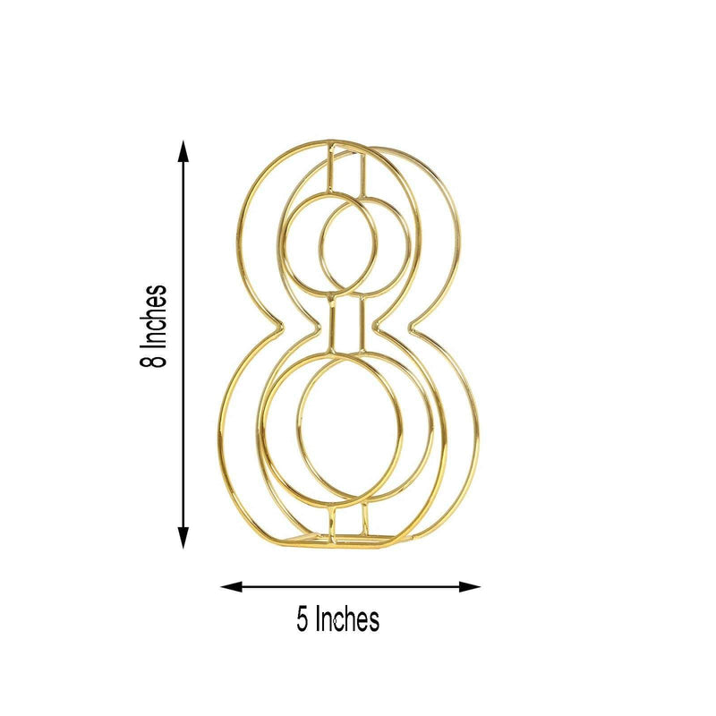 8" tall 3D Metal Wire Gold Number Signs