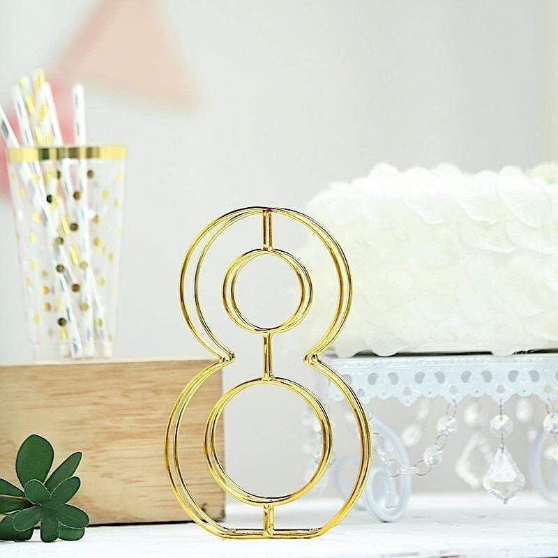 8" tall 3D Metal Wire Gold Number Signs