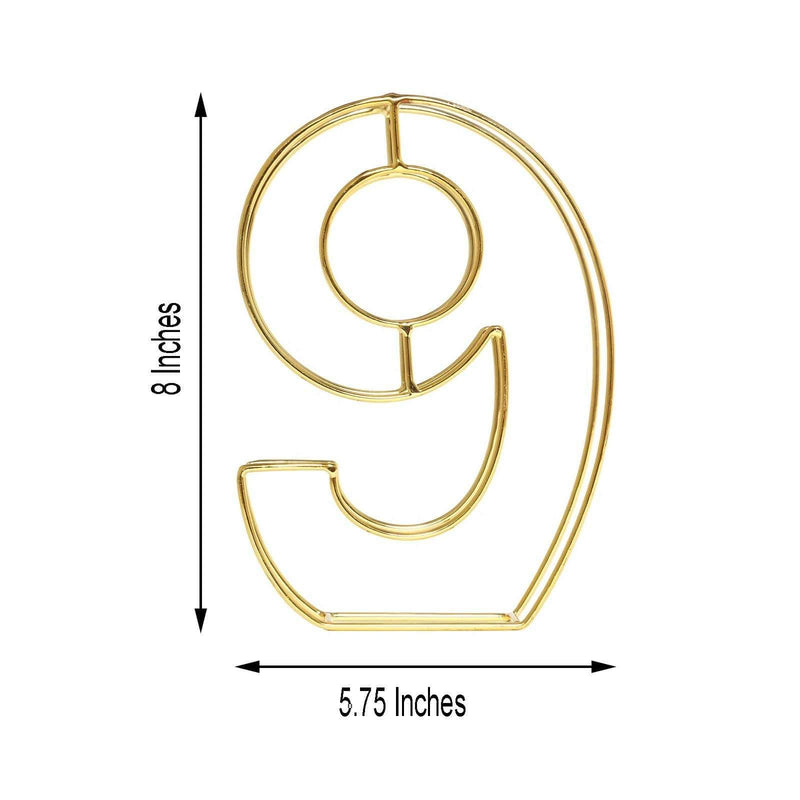 8" tall 3D Metal Wire Gold Number Signs