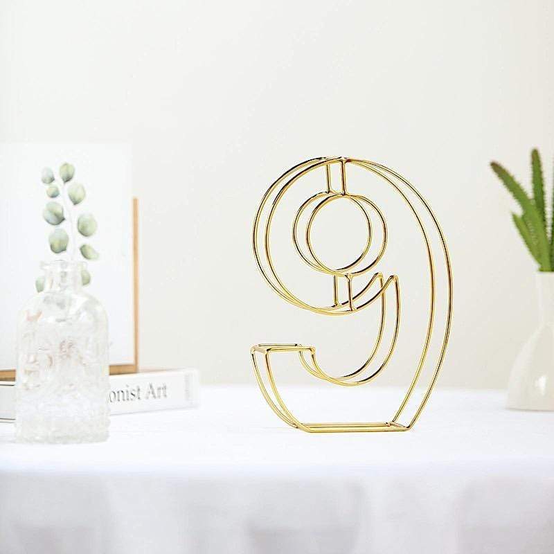 8" tall 3D Metal Wire Gold Number Signs