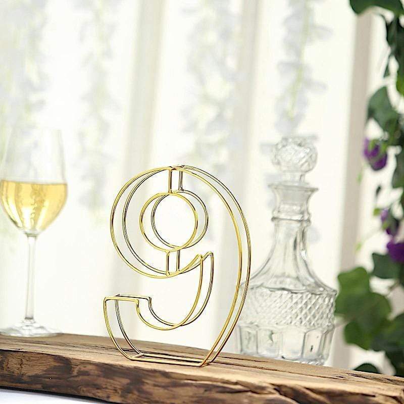 8" tall 3D Metal Wire Gold Number Signs