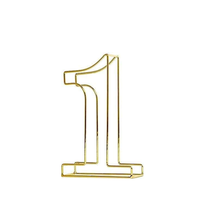 8" tall 3D Metal Wire Gold Number Signs WOD_METLTR02_8_1