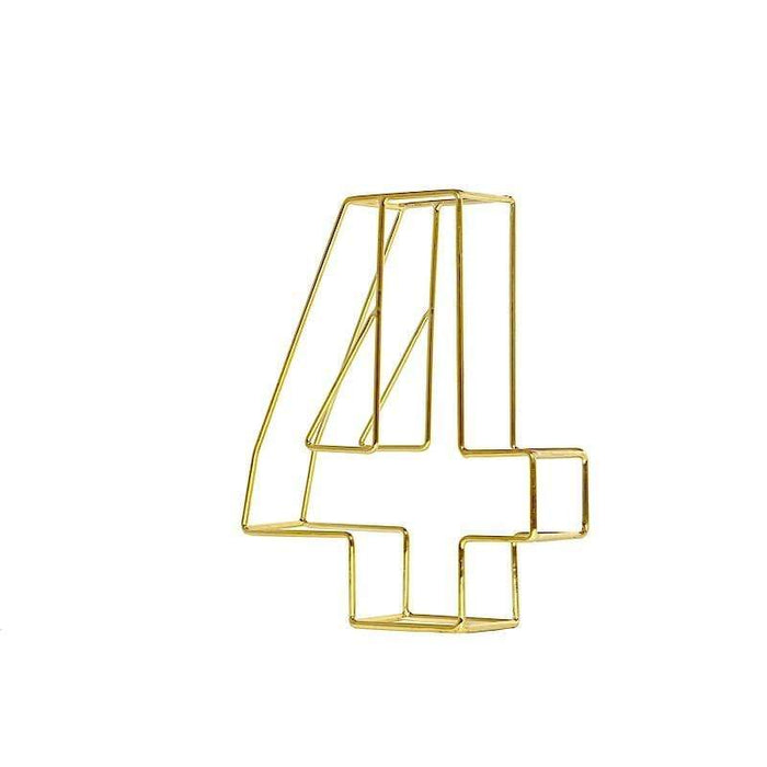8" tall 3D Metal Wire Gold Number Signs WOD_METLTR02_8_4