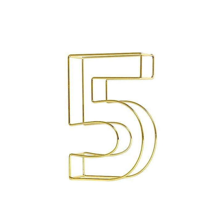 8" tall 3D Metal Wire Gold Number Signs WOD_METLTR02_8_5