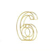 8" tall 3D Metal Wire Gold Number Signs WOD_METLTR02_8_6