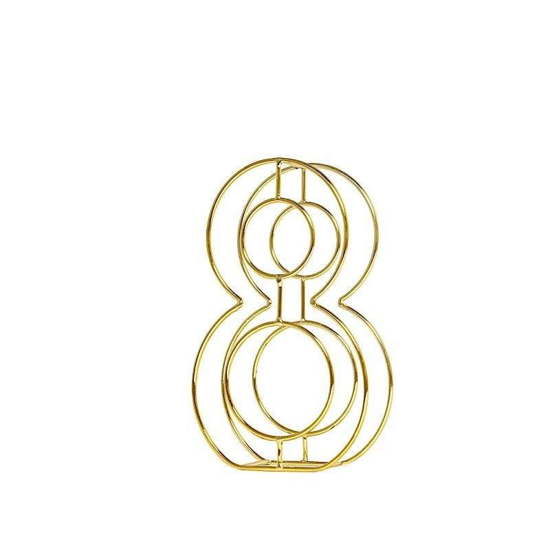 8" tall 3D Metal Wire Gold Number Signs WOD_METLTR02_8_8