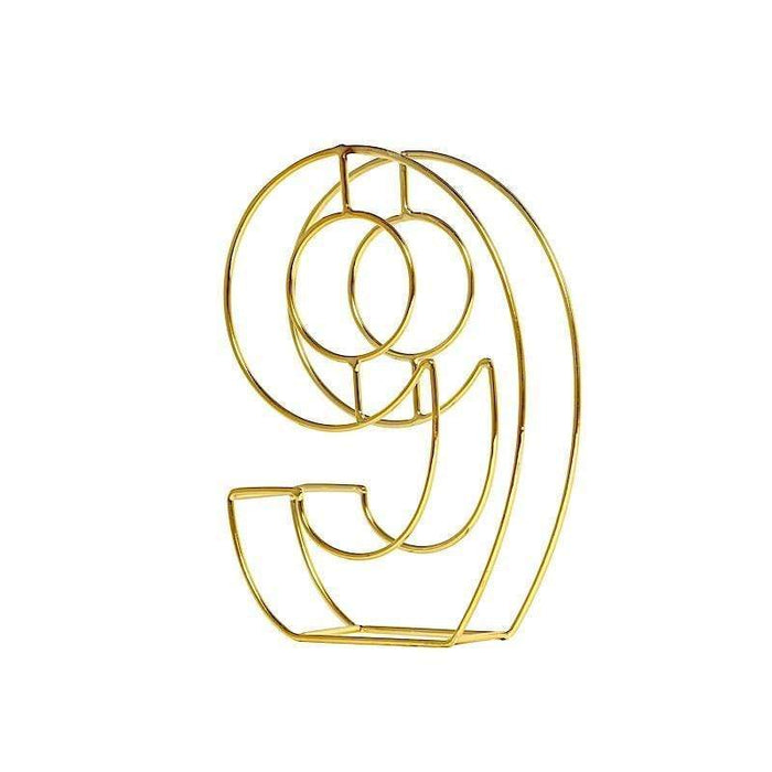 8" tall 3D Metal Wire Gold Number Signs WOD_METLTR02_8_9