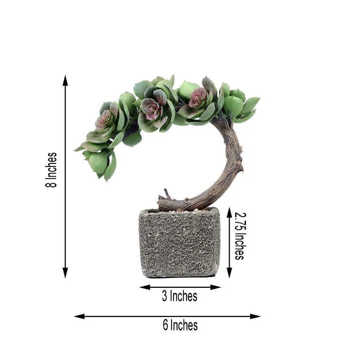 8" tall Concrete Pot with Faux Succulents Tree - Green and Brown ARTI_SUC_TR001_ASST