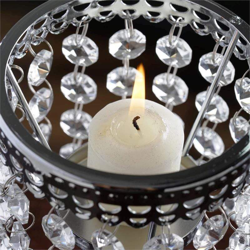 8" tall Faux Crystal Beaded Candle Holder Centerpiece