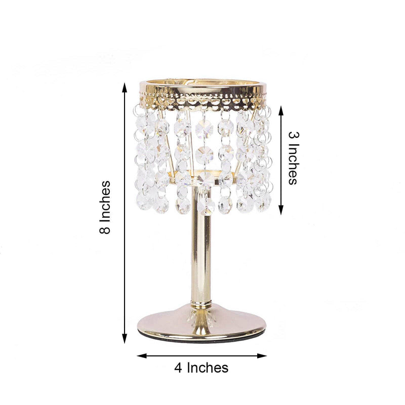 8" tall Faux Crystal Beaded Candle Holder Centerpiece