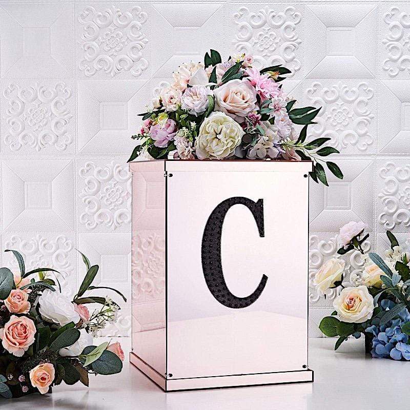 8" tall Letter Self-Adhesive Rhinestones Gem Sticker - Black