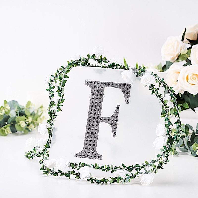 8" tall Letter Self-Adhesive Rhinestones Gem Sticker - Black