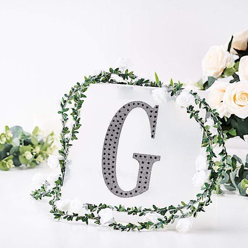 8" tall Letter Self-Adhesive Rhinestones Gem Sticker - Black