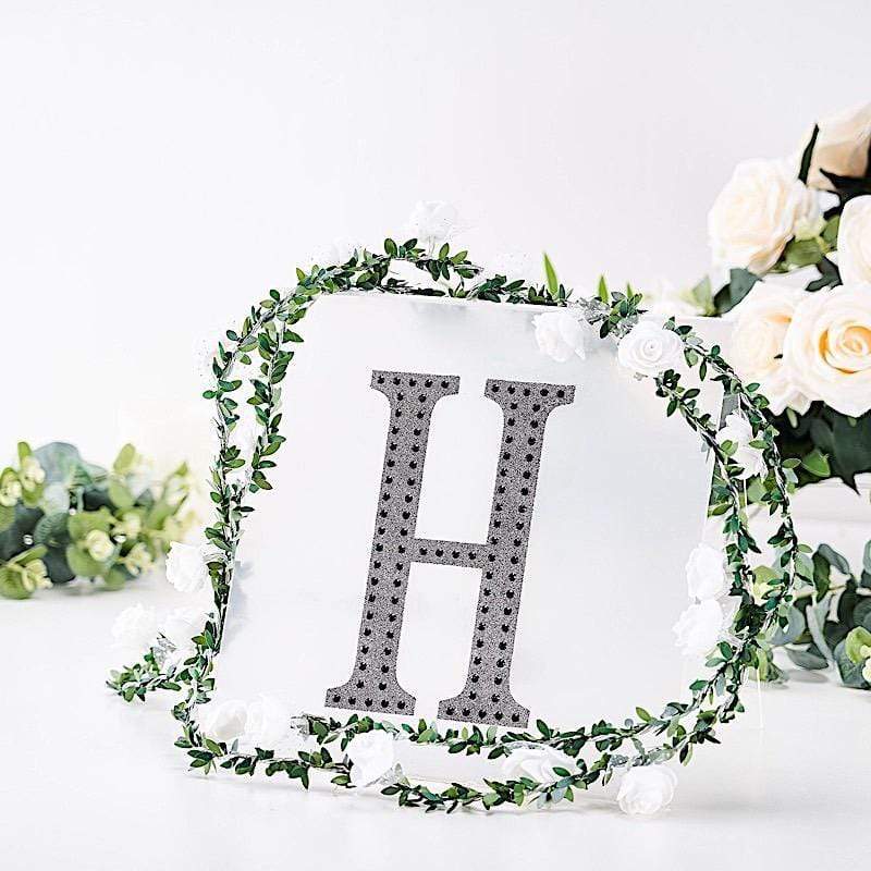 8" tall Letter Self-Adhesive Rhinestones Gem Sticker - Black