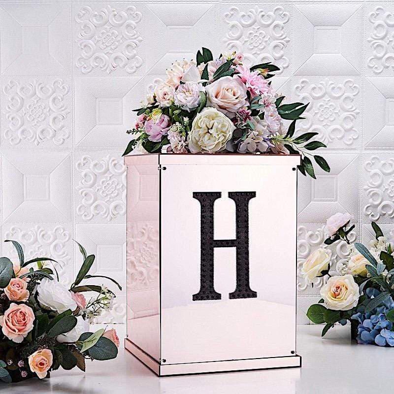 8" tall Letter Self-Adhesive Rhinestones Gem Sticker - Black