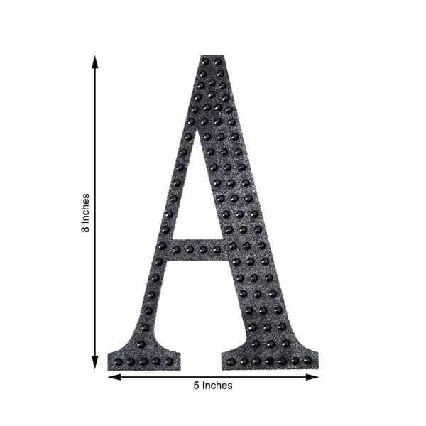 8" tall Letter Self-Adhesive Rhinestones Gem Sticker - Black