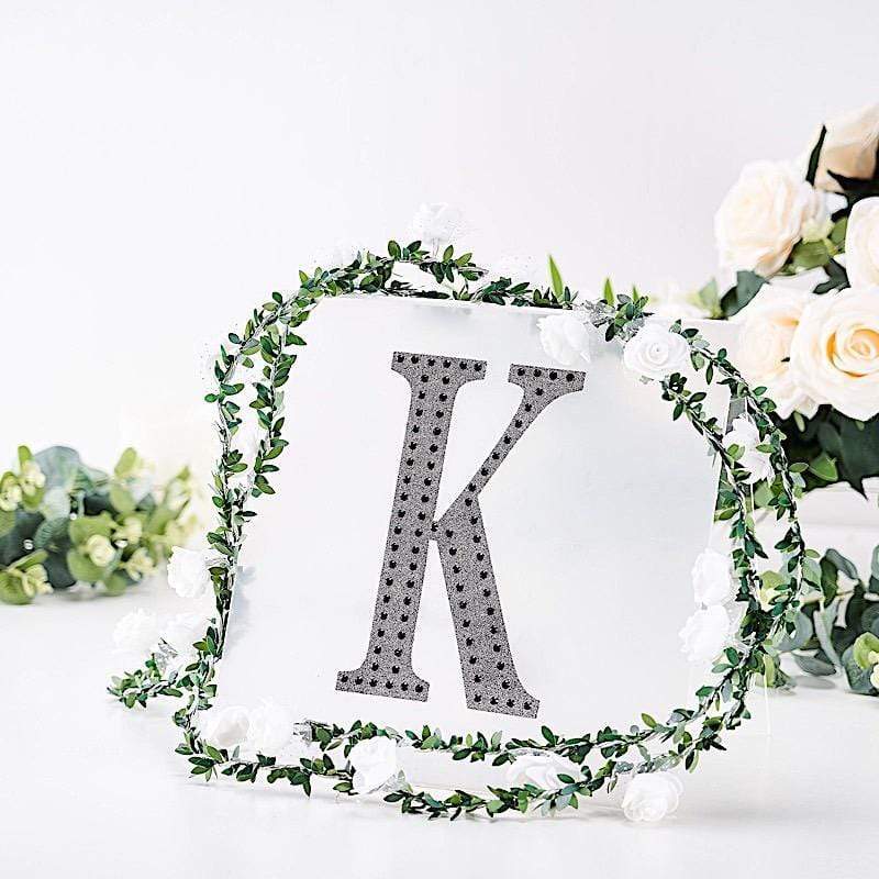 8" tall Letter Self-Adhesive Rhinestones Gem Sticker - Black