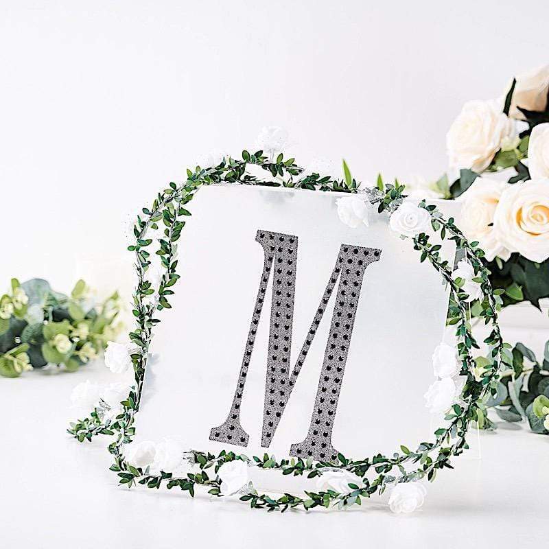 8" tall Letter Self-Adhesive Rhinestones Gem Sticker - Black