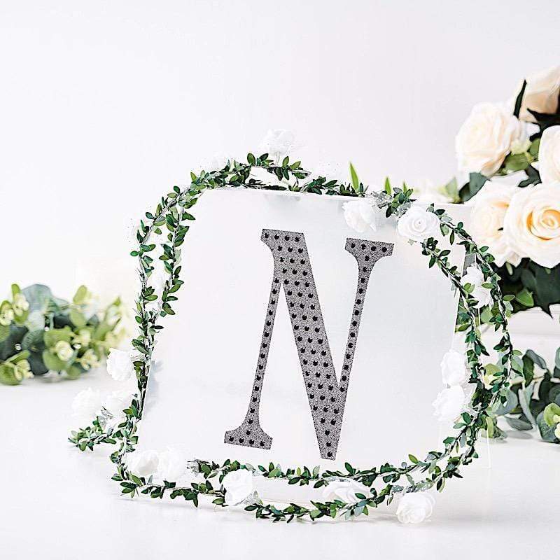 8" tall Letter Self-Adhesive Rhinestones Gem Sticker - Black