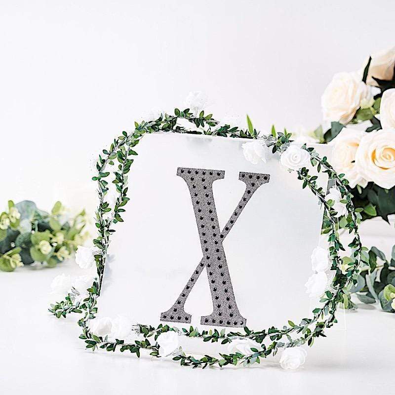 8" tall Letter Self-Adhesive Rhinestones Gem Sticker - Black