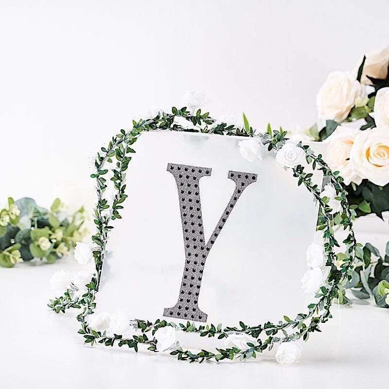 8" tall Letter Self-Adhesive Rhinestones Gem Sticker - Black