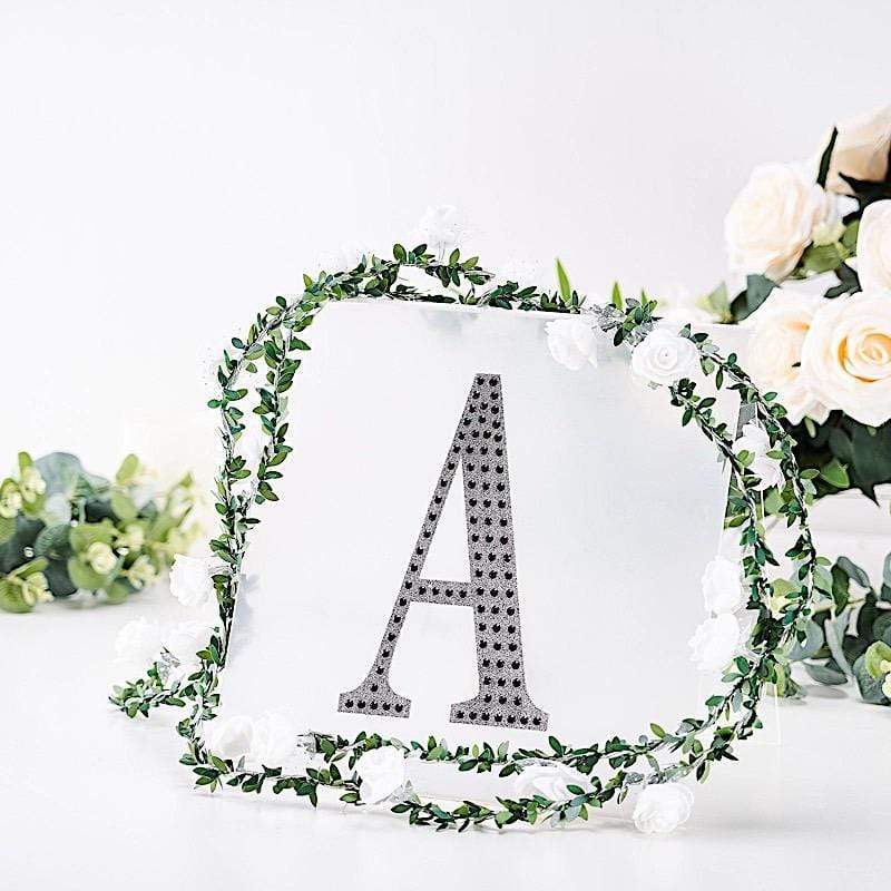 8" tall Letter Self-Adhesive Rhinestones Gem Sticker - Black