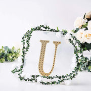 8" tall Letter Self-Adhesive Rhinestones Gem Sticker - Gold