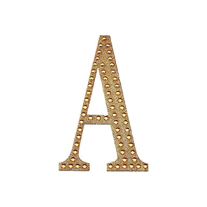 8" tall Letter Self-Adhesive Rhinestones Gem Sticker - Gold DIA_NUM_GLIT8_GOLD_A
