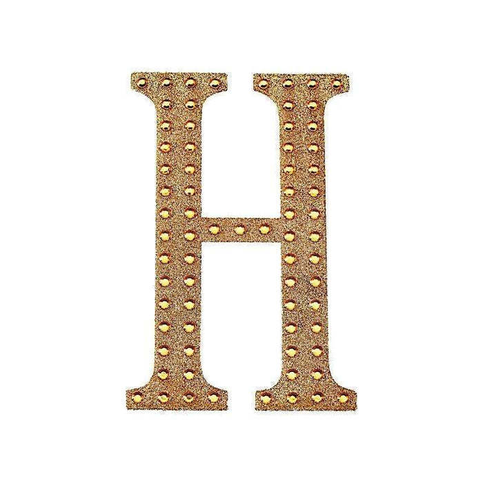8" tall Letter Self-Adhesive Rhinestones Gem Sticker - Gold DIA_NUM_GLIT8_GOLD_H