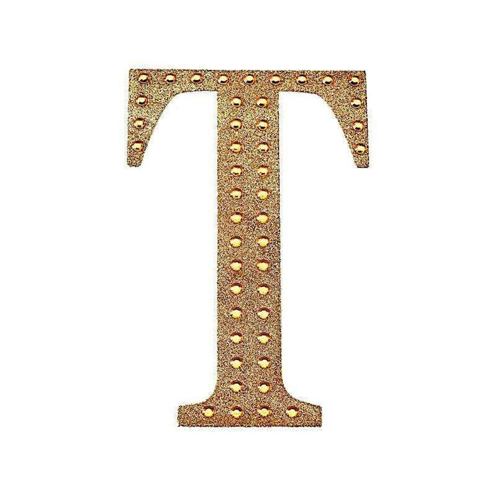 8" tall Letter Self-Adhesive Rhinestones Gem Sticker - Gold DIA_NUM_GLIT8_GOLD_T