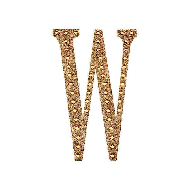 8" tall Letter Self-Adhesive Rhinestones Gem Sticker - Gold DIA_NUM_GLIT8_GOLD_W