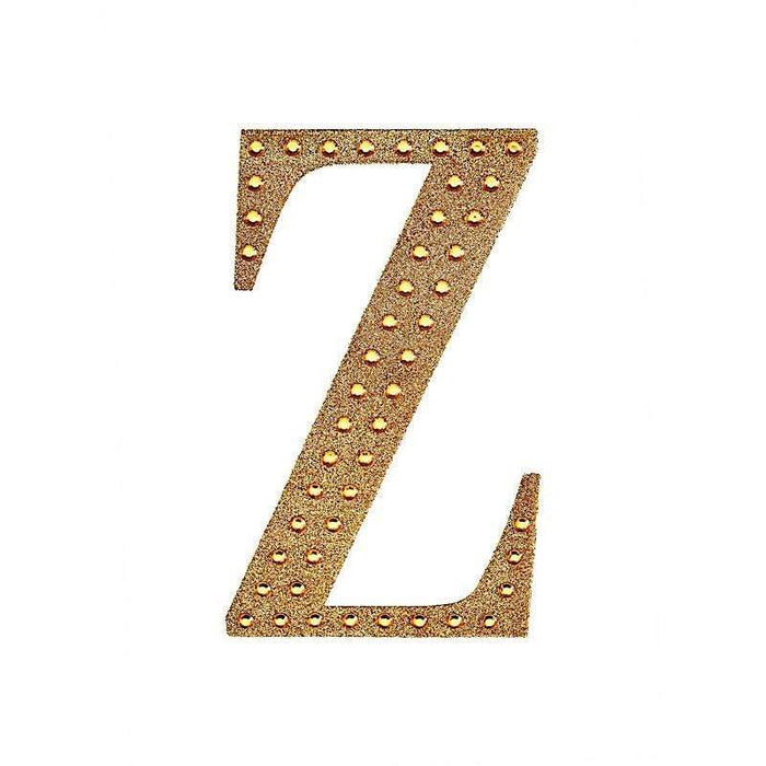 8" tall Letter Self-Adhesive Rhinestones Gem Sticker - Gold DIA_NUM_GLIT8_GOLD_Z