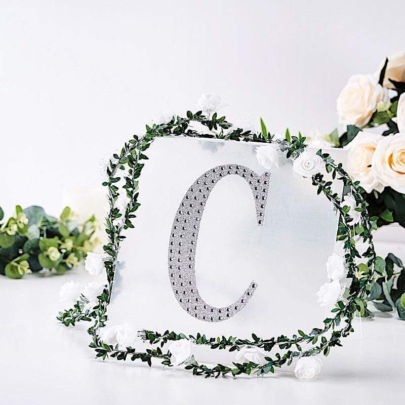 8" tall Letter Self-Adhesive Rhinestones Gem Sticker - Silver