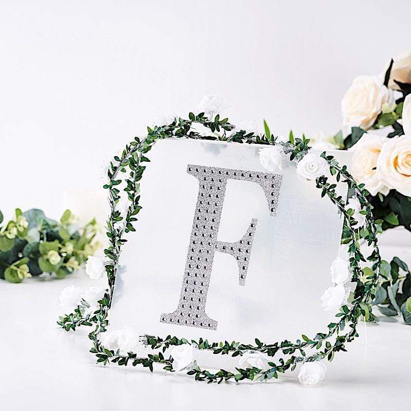 8" tall Letter Self-Adhesive Rhinestones Gem Sticker - Silver