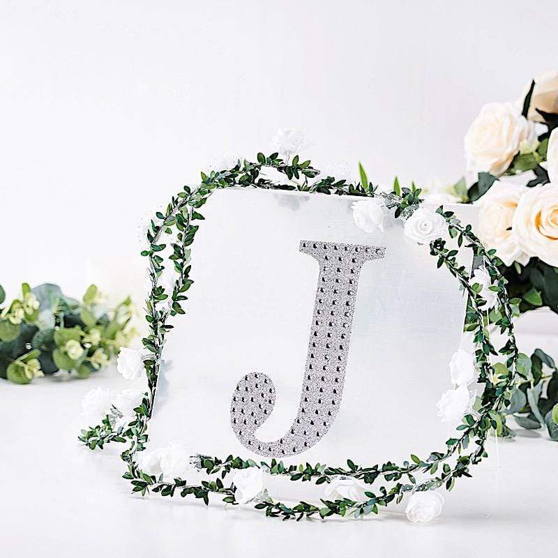 8" tall Letter Self-Adhesive Rhinestones Gem Sticker - Silver