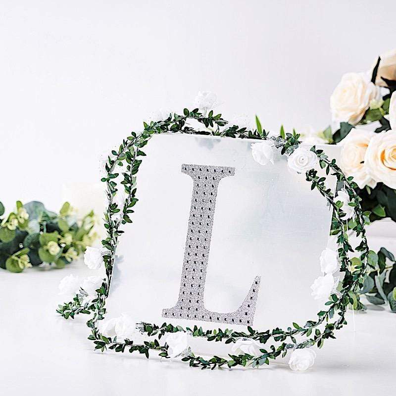 8" tall Letter Self-Adhesive Rhinestones Gem Sticker - Silver