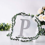 8" tall Letter Self-Adhesive Rhinestones Gem Sticker - Silver