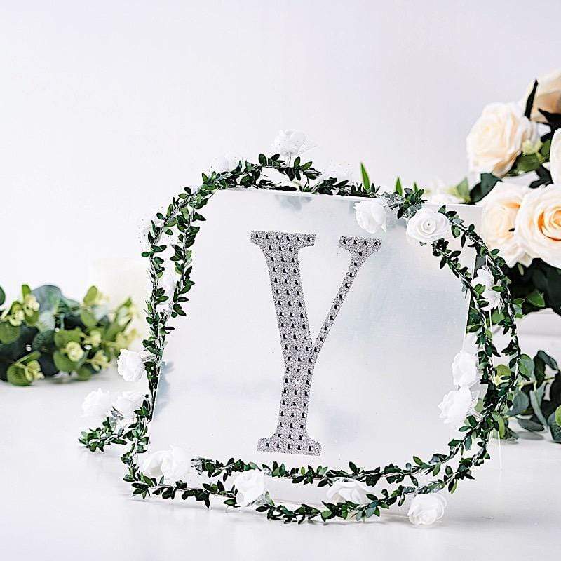 8" tall Letter Self-Adhesive Rhinestones Gem Sticker - Silver