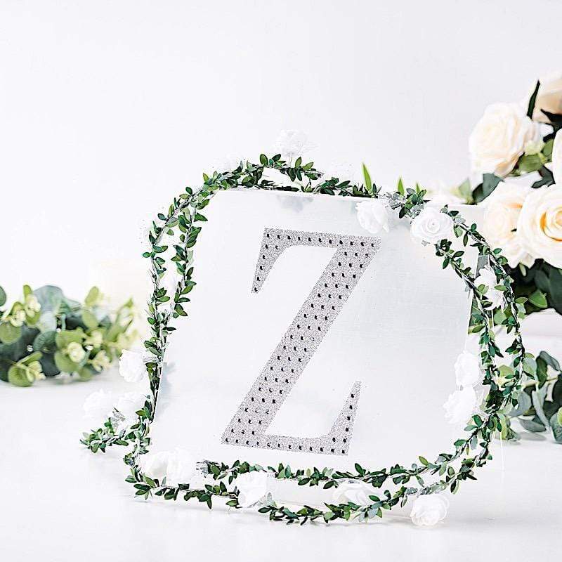 8" tall Letter Self-Adhesive Rhinestones Gem Sticker - Silver