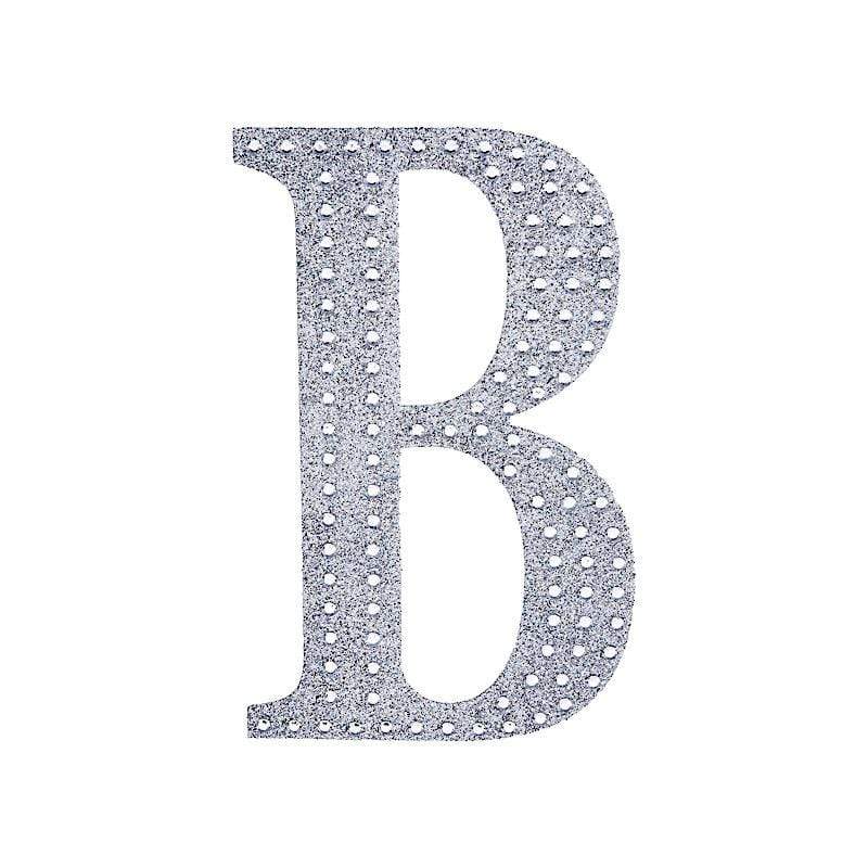 8" tall Letter Self-Adhesive Rhinestones Gem Sticker - Silver DIA_NUM_GLIT8_SILV_B