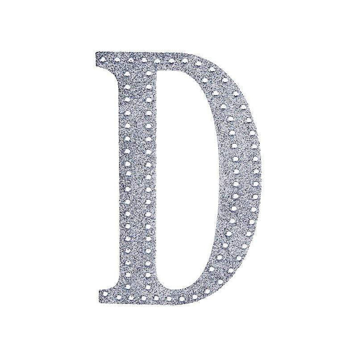 8" tall Letter Self-Adhesive Rhinestones Gem Sticker - Silver DIA_NUM_GLIT8_SILV_D