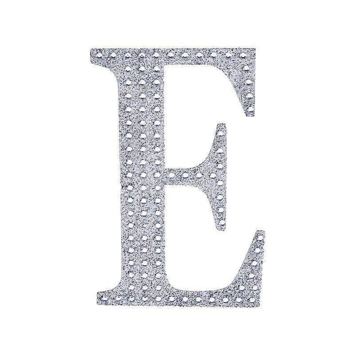 8" tall Letter Self-Adhesive Rhinestones Gem Sticker - Silver DIA_NUM_GLIT8_SILV_E