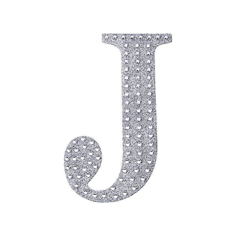 8" tall Letter Self-Adhesive Rhinestones Gem Sticker - Silver DIA_NUM_GLIT8_SILV_J