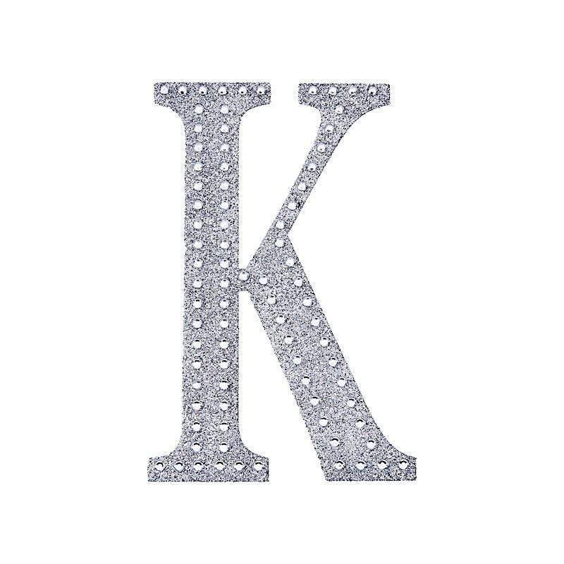 8" tall Letter Self-Adhesive Rhinestones Gem Sticker - Silver DIA_NUM_GLIT8_SILV_K