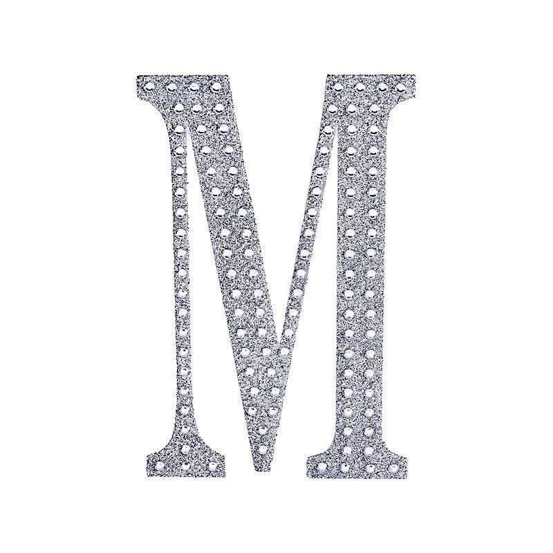 8" tall Letter Self-Adhesive Rhinestones Gem Sticker - Silver DIA_NUM_GLIT8_SILV_M