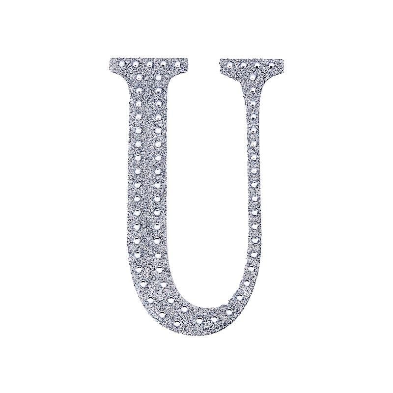 8" tall Letter Self-Adhesive Rhinestones Gem Sticker - Silver DIA_NUM_GLIT8_SILV_U