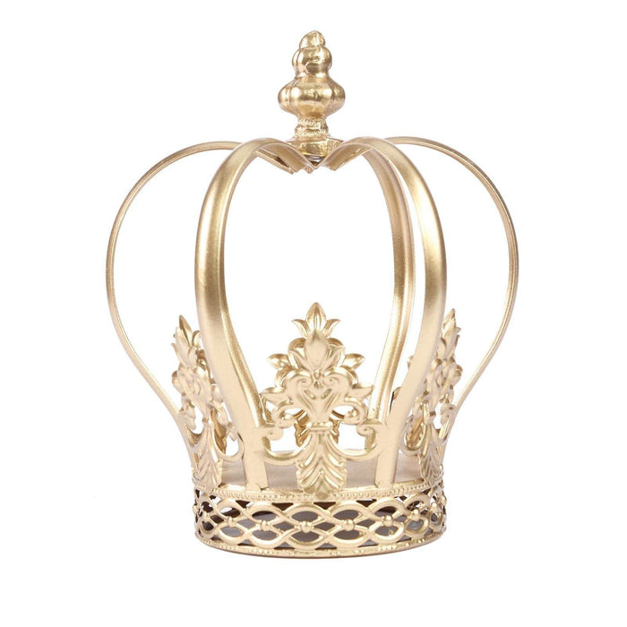 8" tall Metal Royal Crown Fleur-de-lis Cake Topper Centerpiece Decorations - Gold CAKE_CROWN05_8_GOLD